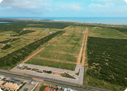 Vista aérea da área do loteamento