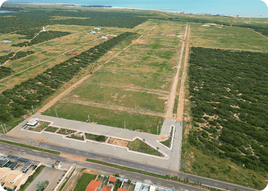 Vista aérea da área do loteamento